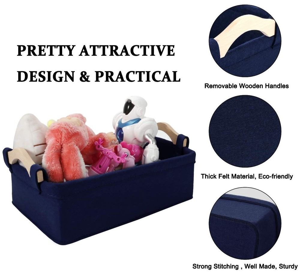 Rectangle Storage Baskets Navy Blue Storage Baskets Soft Decorative Nursery B...