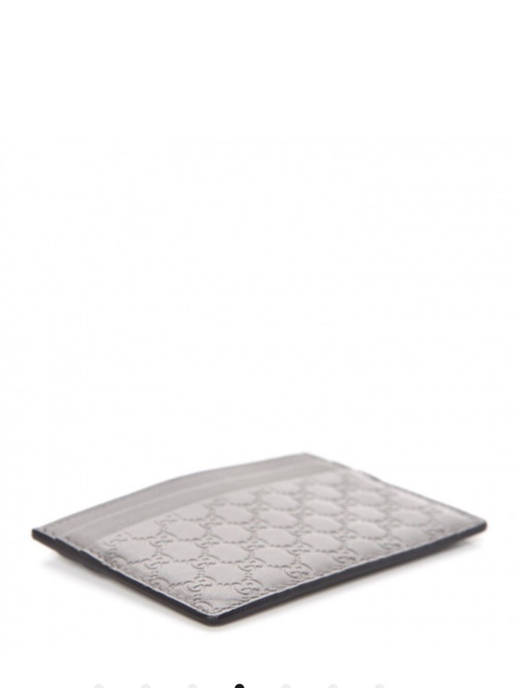 GUCCI Soft Microguccissima Card Holder, Grey, Preowned