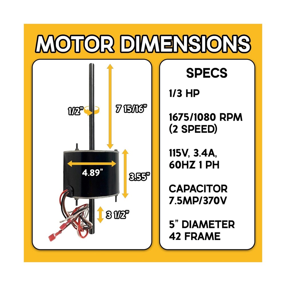 Coleman OEM Quality Mach RV AC Fan Condensor Motor, Direct Replacement, Repla...