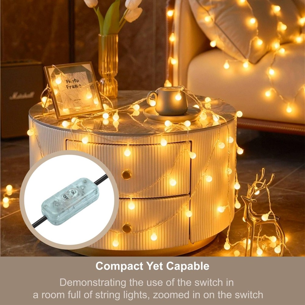 Lamp Switch Replacement Inline Light Zip Cord Clear ON/Off Rocker Power Control