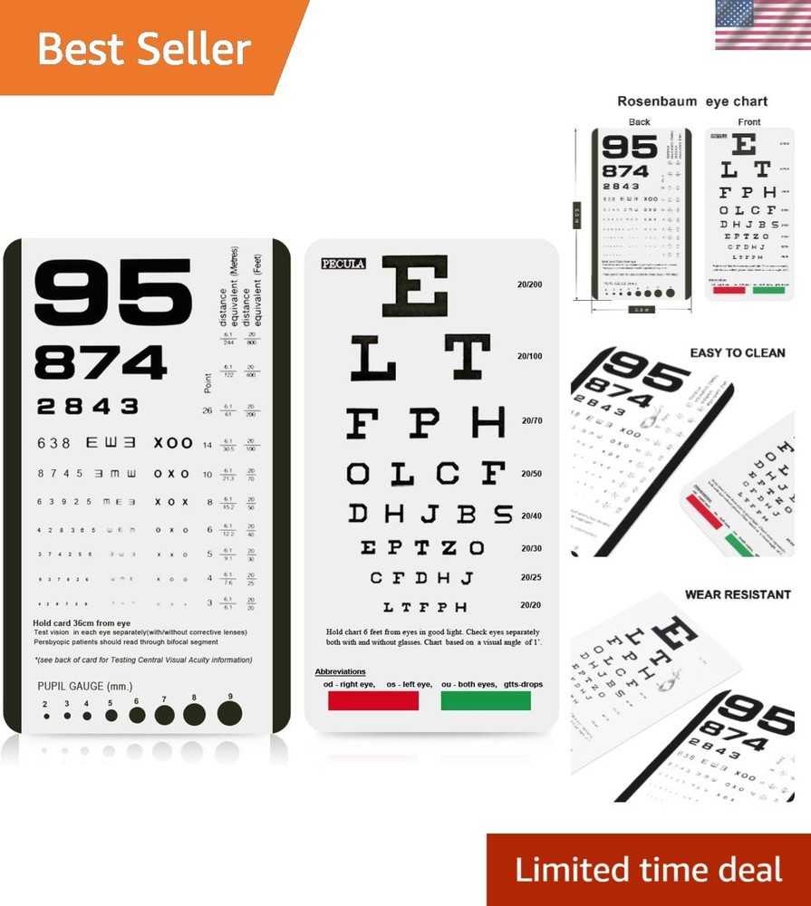 Compact Snellen & Rosenbaum Pocket Eye Chart - Perfect for Vision Testing