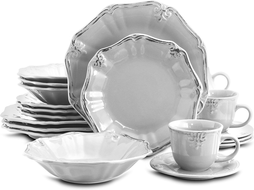 Fleur De Lys 20-Piece Dinnerware Set in White
