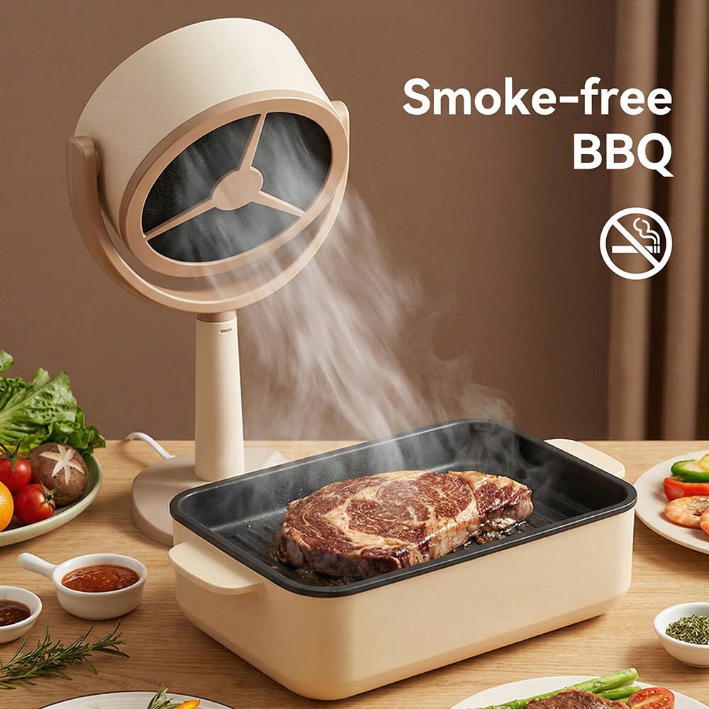 Electric Desktop Range Hood Adjustable Angle Portable Mini Exhaust Fan for BBQ