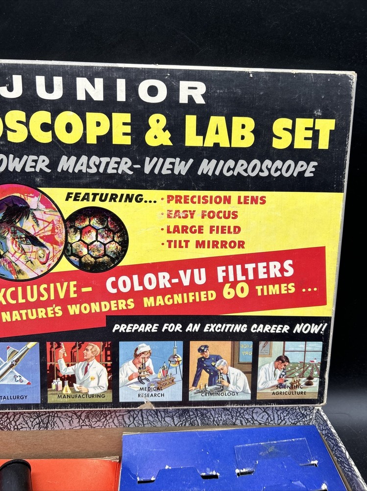Rare 1950’s Gilbert Jr Microscope& Lab Set #13014 Great Condition