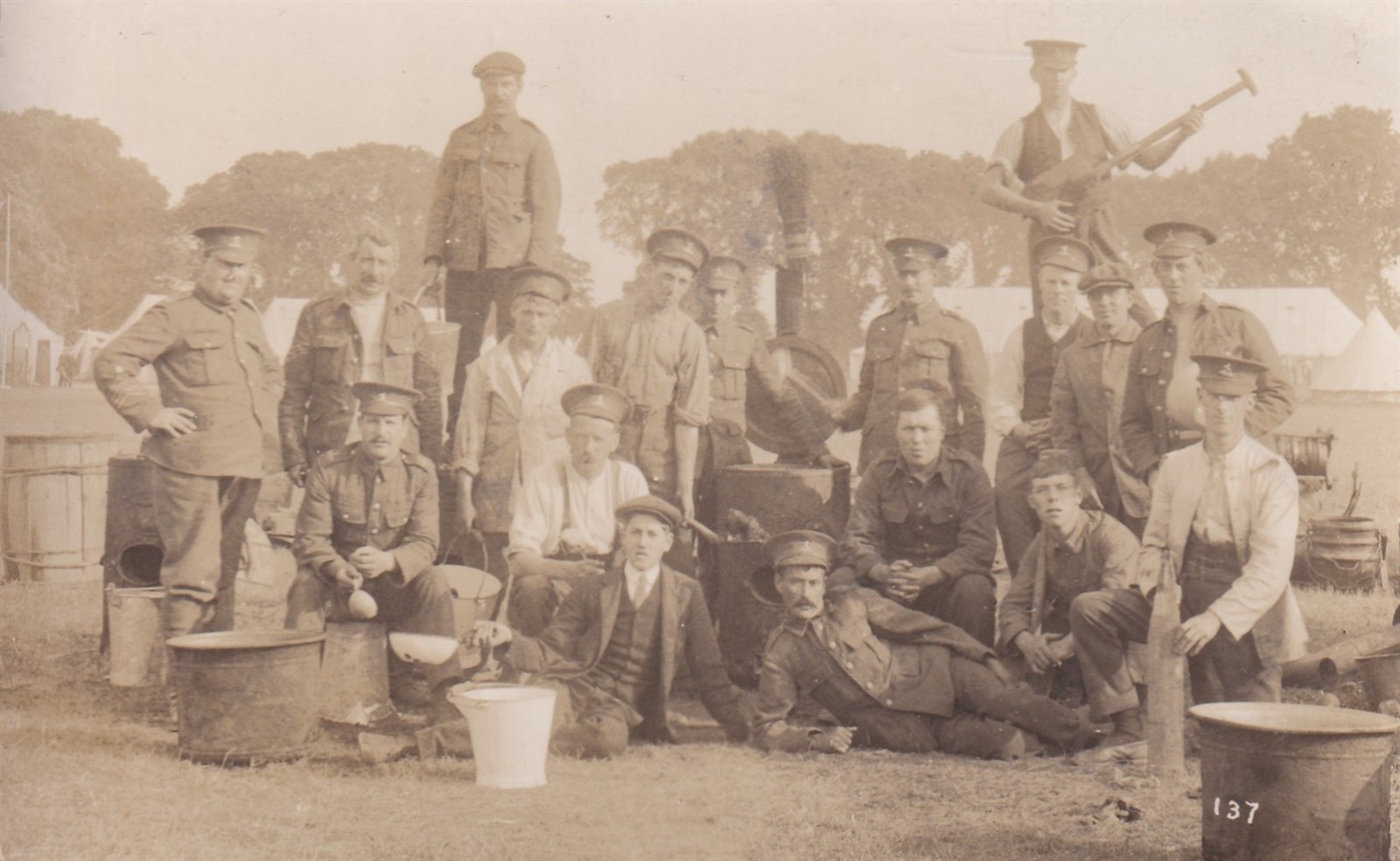WWI RPPC Real Photo Postcard BRITISH QUEENS OWN BUFFS ROYAL KENT REGIMENT 264