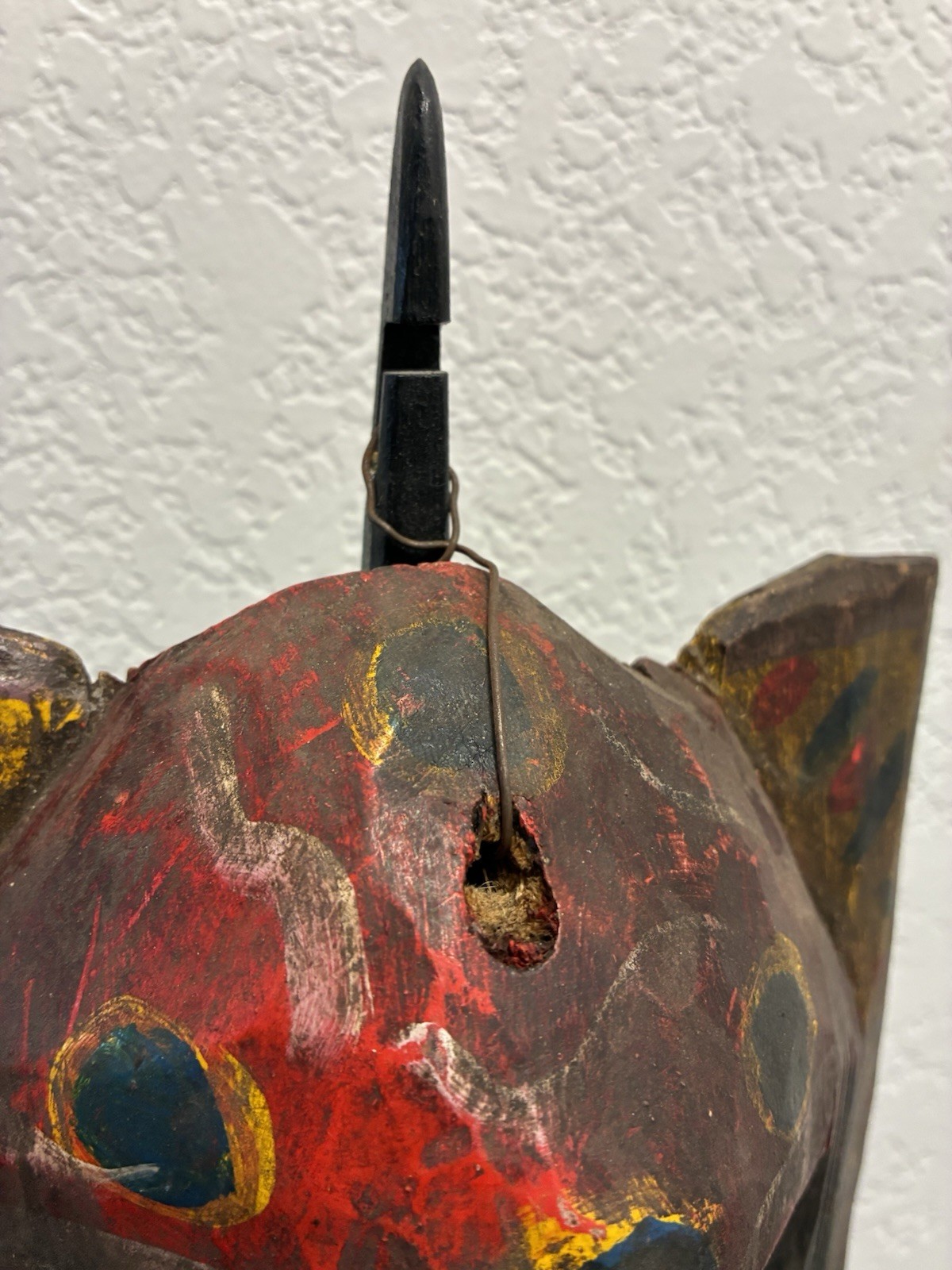 Vintage Guatemalan Dance Mask Hand Carved Wood Moro Folk Art Conquest Danced Age