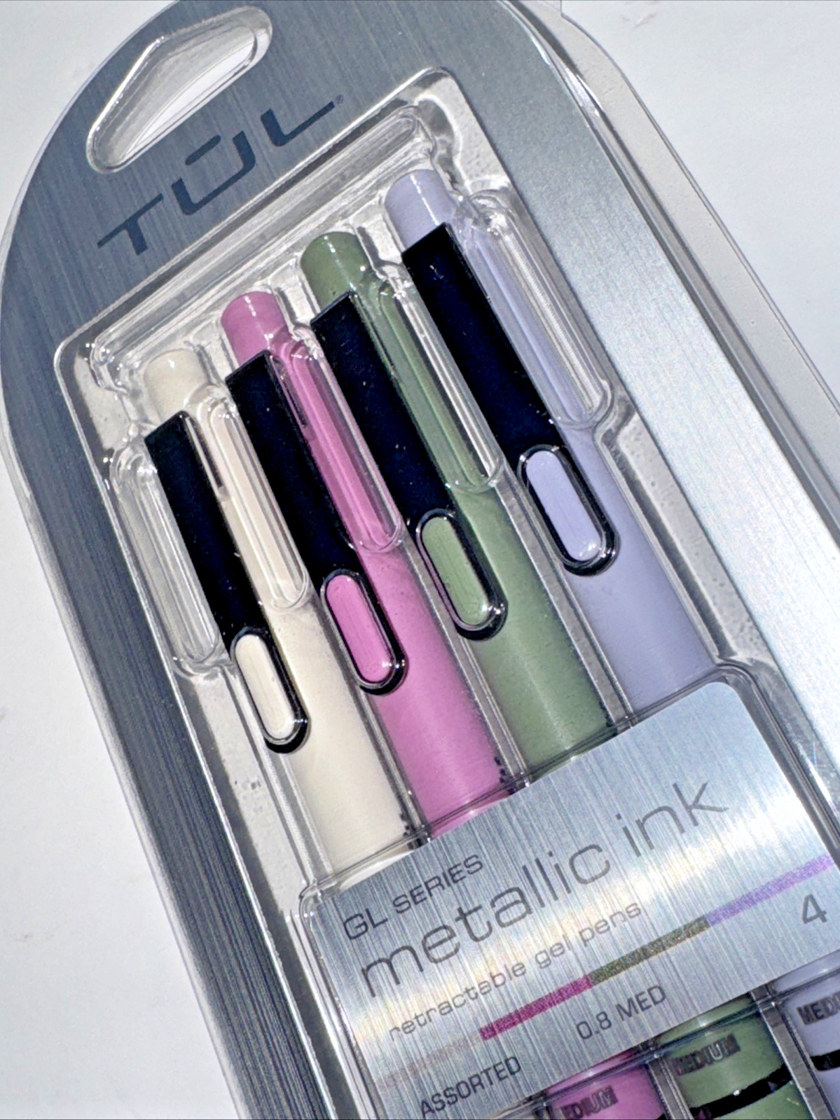 TUL GL Series Retractable Gel Pens Medium Point 0.8mm Assorted Metallic Inks NEW