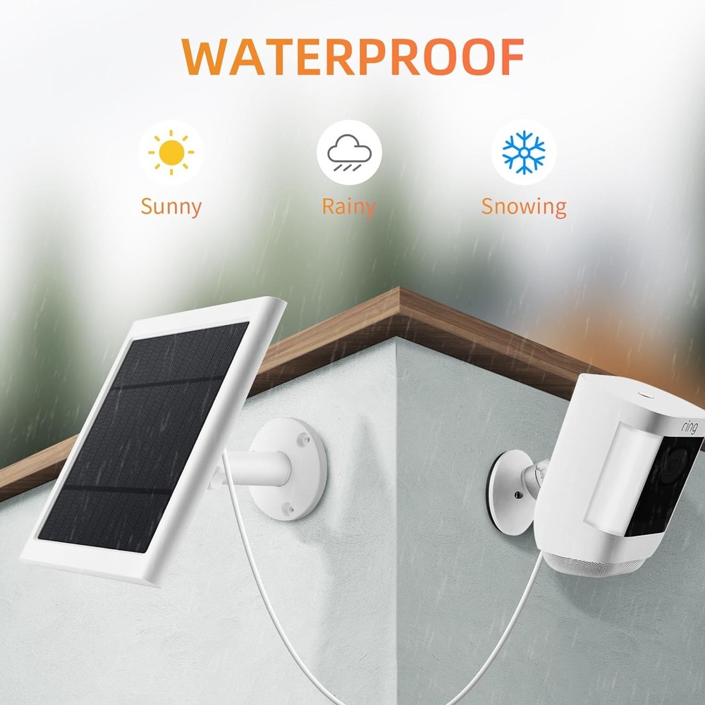 Solar Panel for Ring Camera, 4W Charger Compatible with 1pc, White