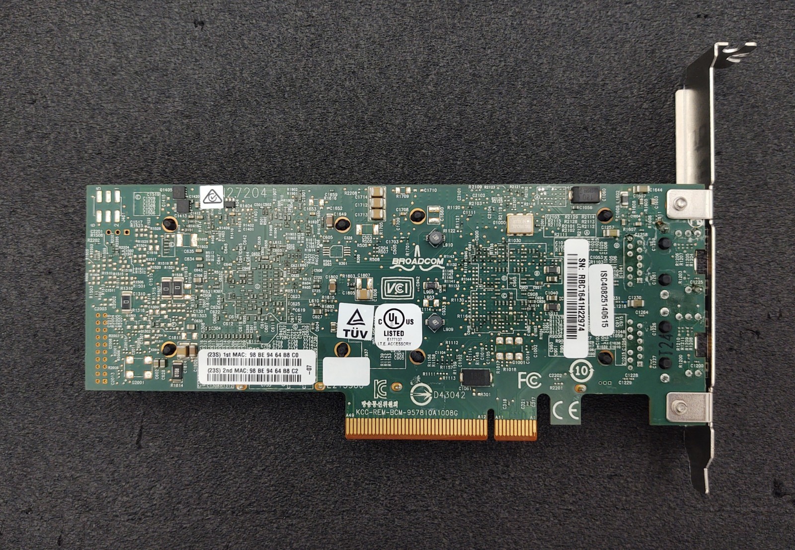 IBM 00E2718 PCIe2 2Port 10/1GbE BaseT RJ45 Adapter EN0W 00E2714 FH Bracket