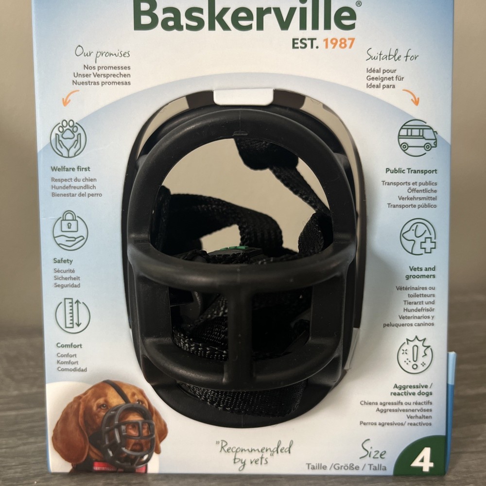 BASKERVILLE | Ulta Dog Rubber Muzzle | Black | Size 4/Medium | Adjustable-(021)