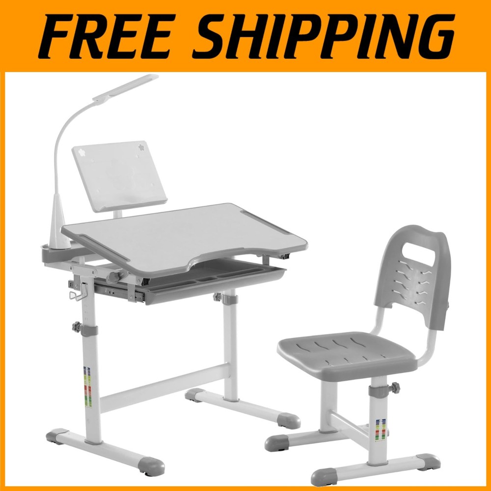 Ergonomic Children Study Desk with LED Light, Grey