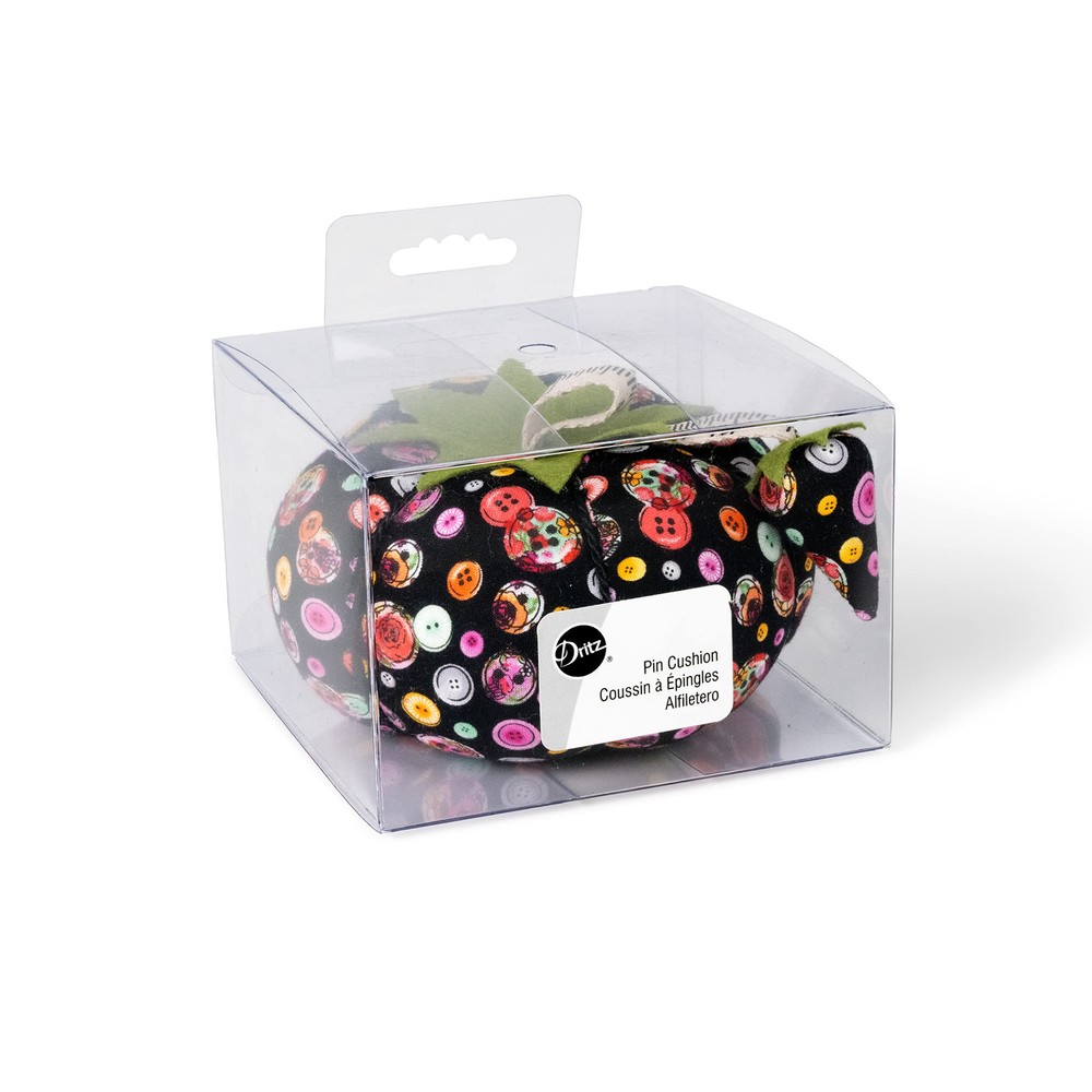 Dritz Tomato, 4", Black Button Print Pin Cushion