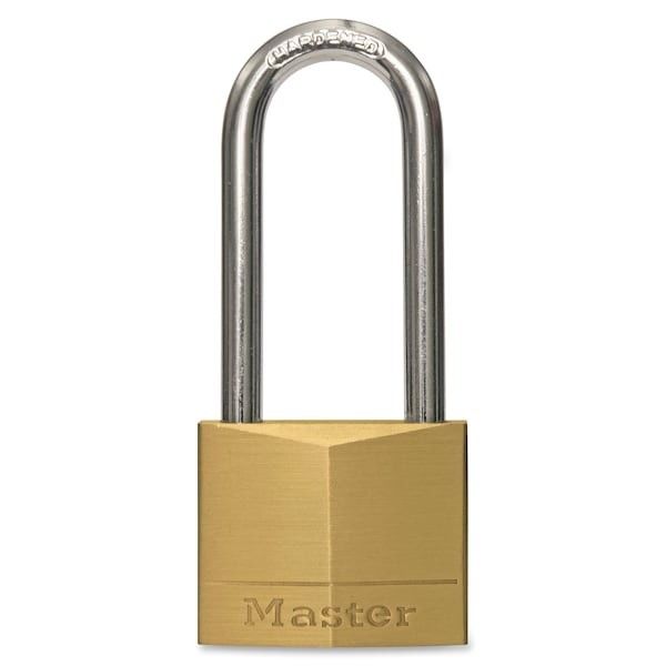Master Lock 140Dlh Padlock, Keyed Different, Long Shackle, Rectangular Brass
