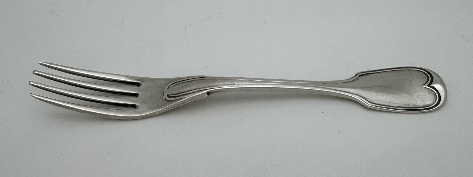 Early American S. Kirk Baltimore MD Coin Silver Fiddle Pattern Fork 10.15 Mark