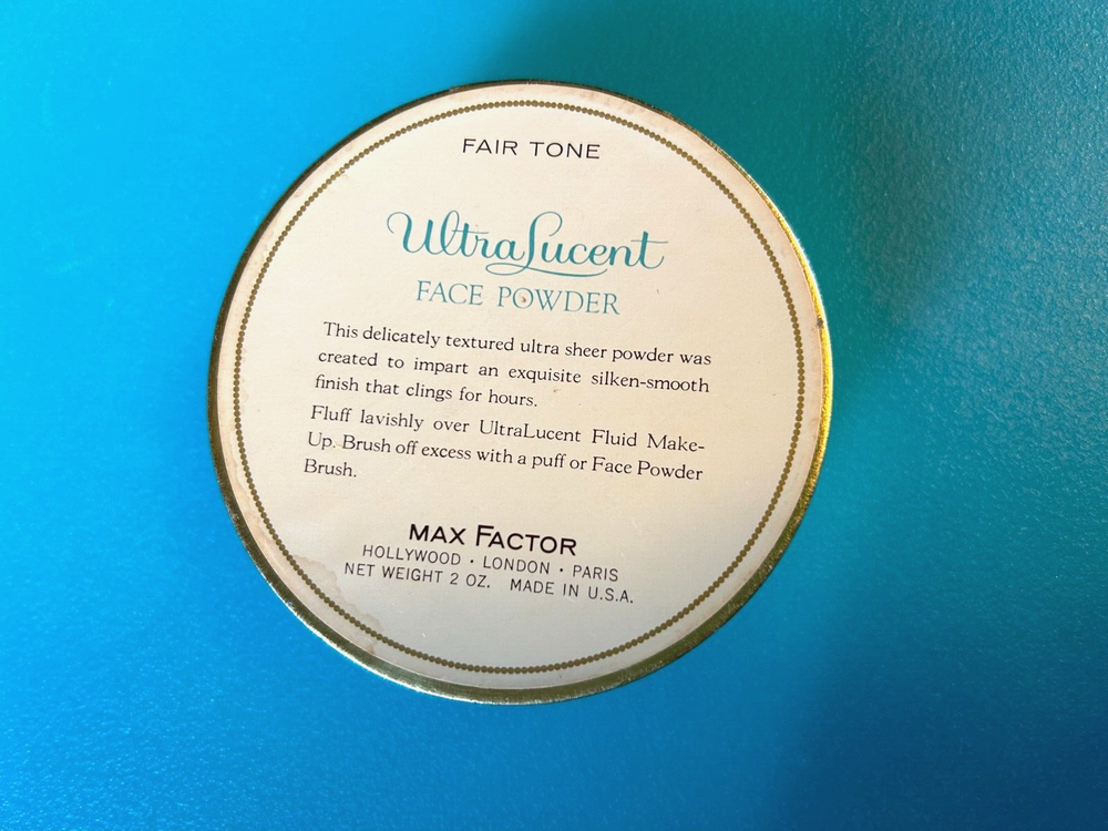 Vintage Max Factor UltraLucent Face Powder Container 2.0 oz Pretty Full