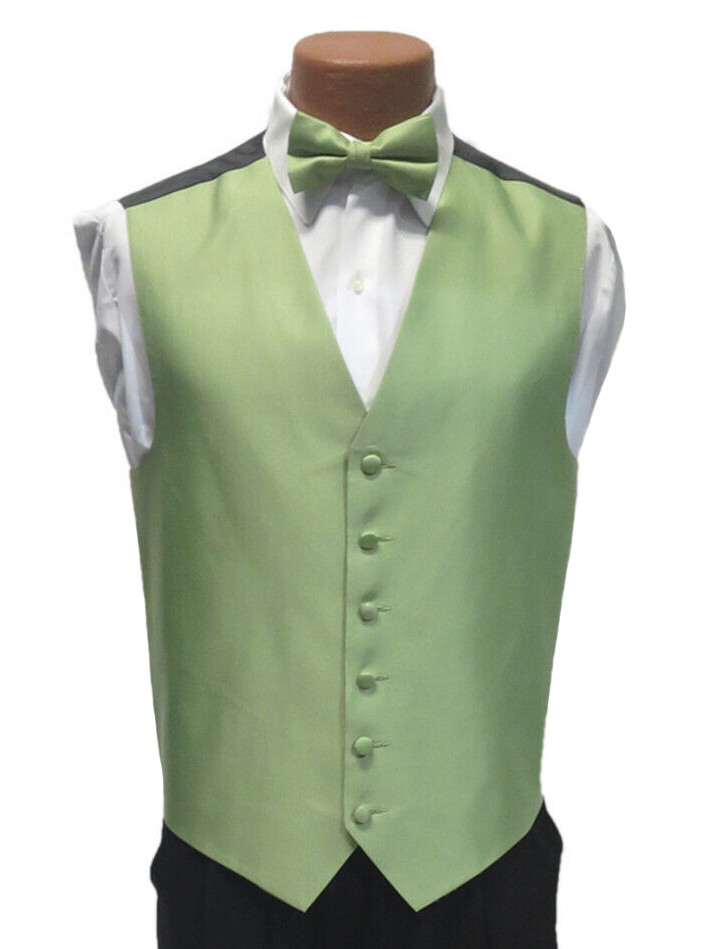 Men's Armanno Clover Green Tuxedo Vest with Bow Tie & Long Tie Size Medium M