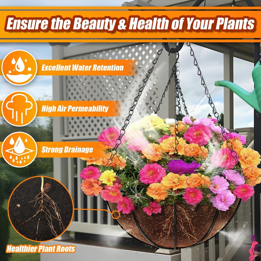 Sinimaka 12" Coco Liners for Planters, Round Hanging Basket Inserts, 6-Pack