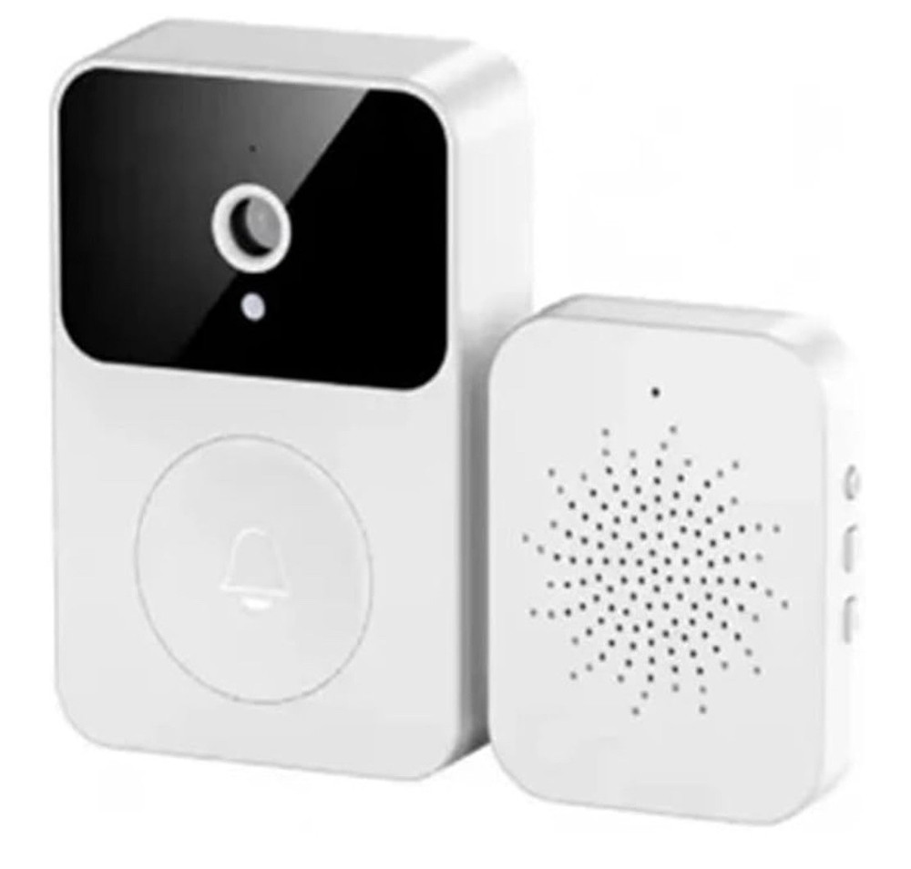 White Smart Mini Doorbell Night Vision Two Way Intercom, Real Time App, Security