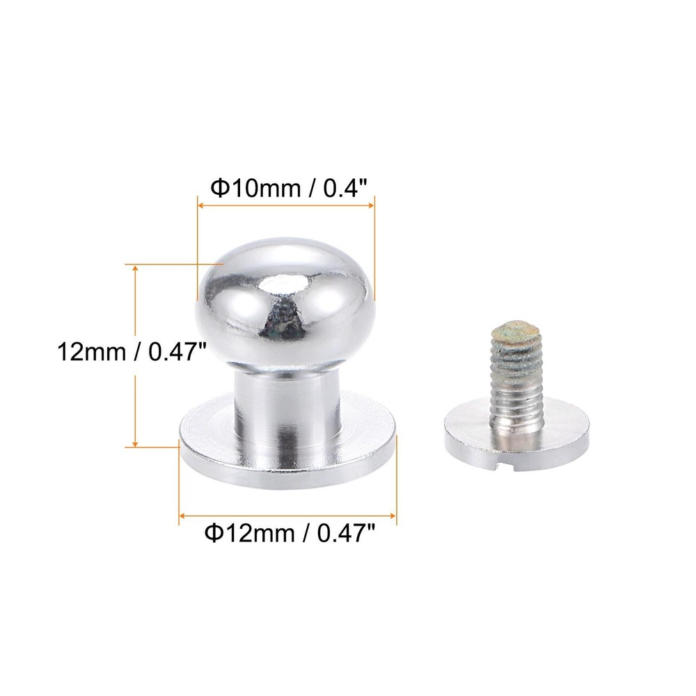 10 sets 10mm brass round head lock screw rivets pin fixing, silver
