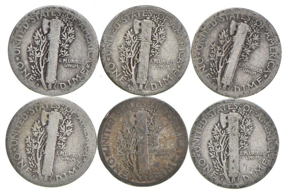G+ 1919-S Mercury 90% Silver Dime