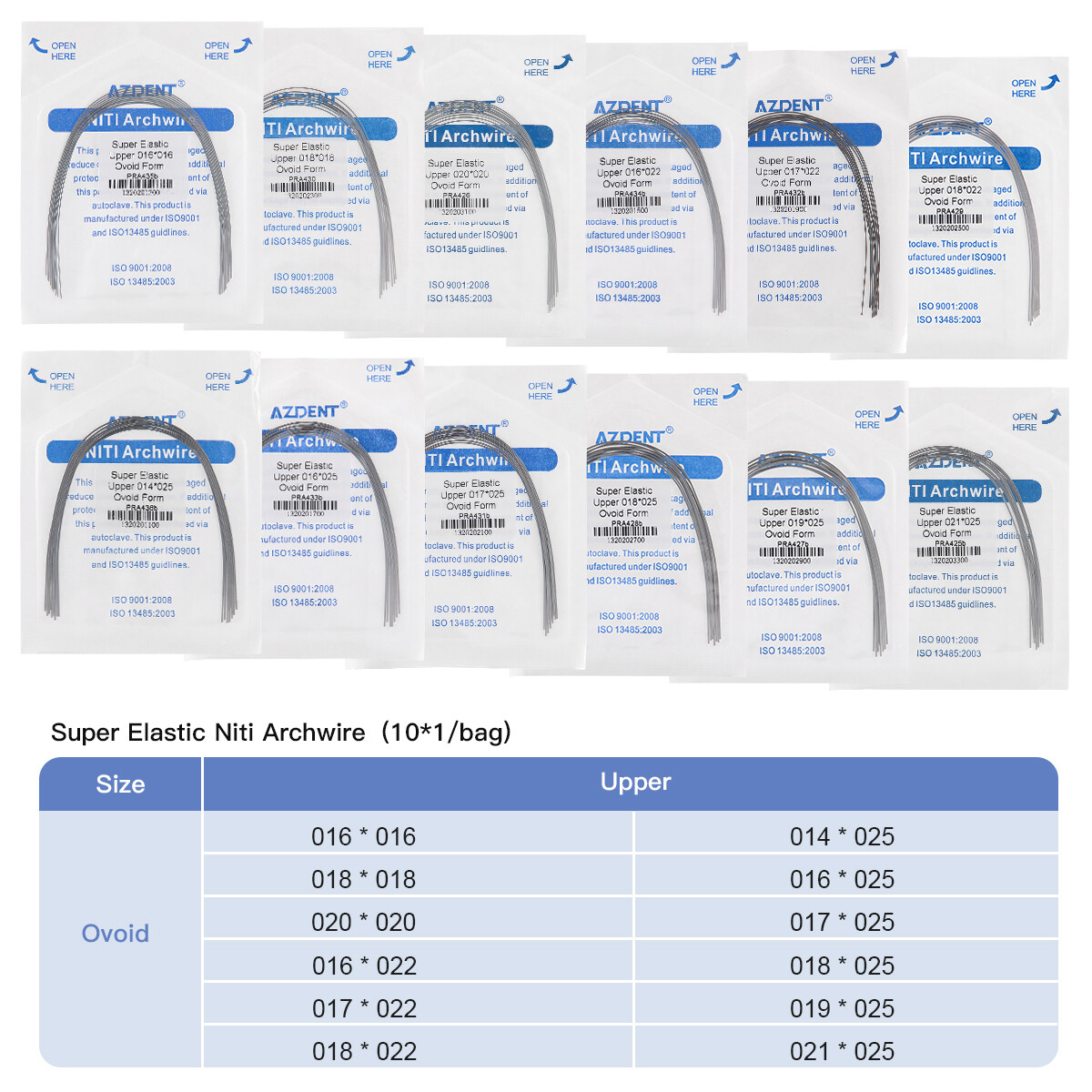 Dental Ortho Wires Alambre arqueado Super Elastic Niti Rectangular Ovoid Form