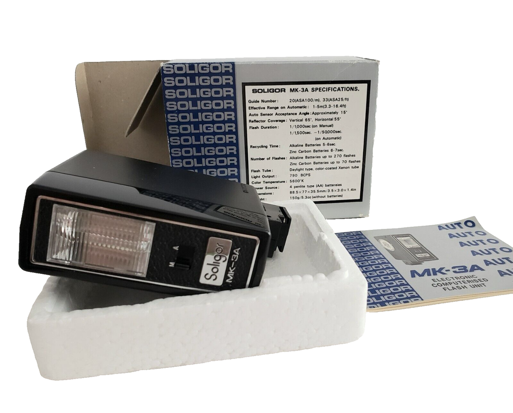 Vintage SOLIGOR MK3A Electronic Computerized Flash - Works w any Hot Shoe Camera