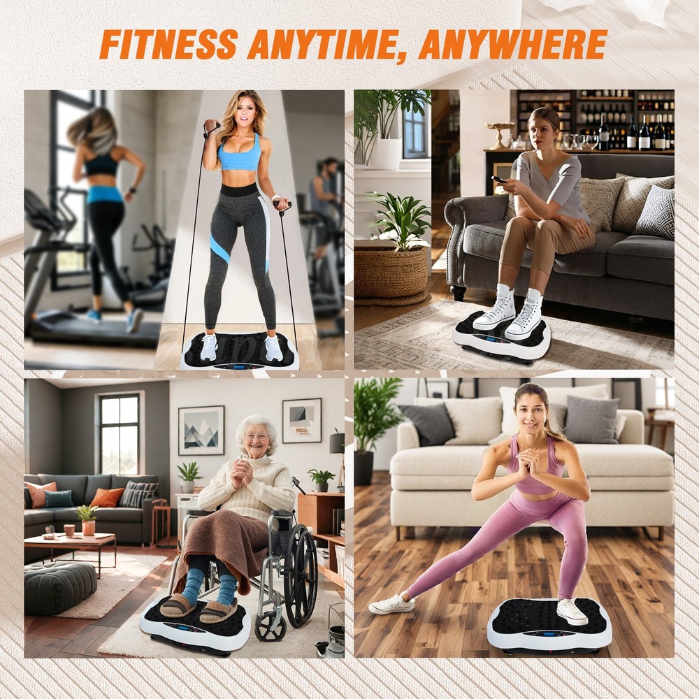 Full-Body Vibration Platform Vibration Plate Exercise Machine w/ 5 Belts 2 Bands