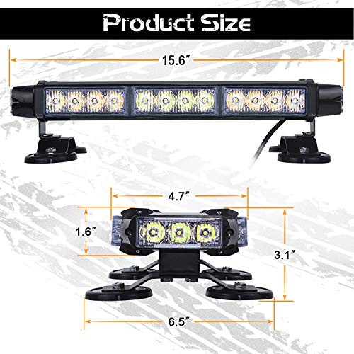 LED Strobe Flashing Light Bar -Double Side 30 LED High Intensity Amber&White