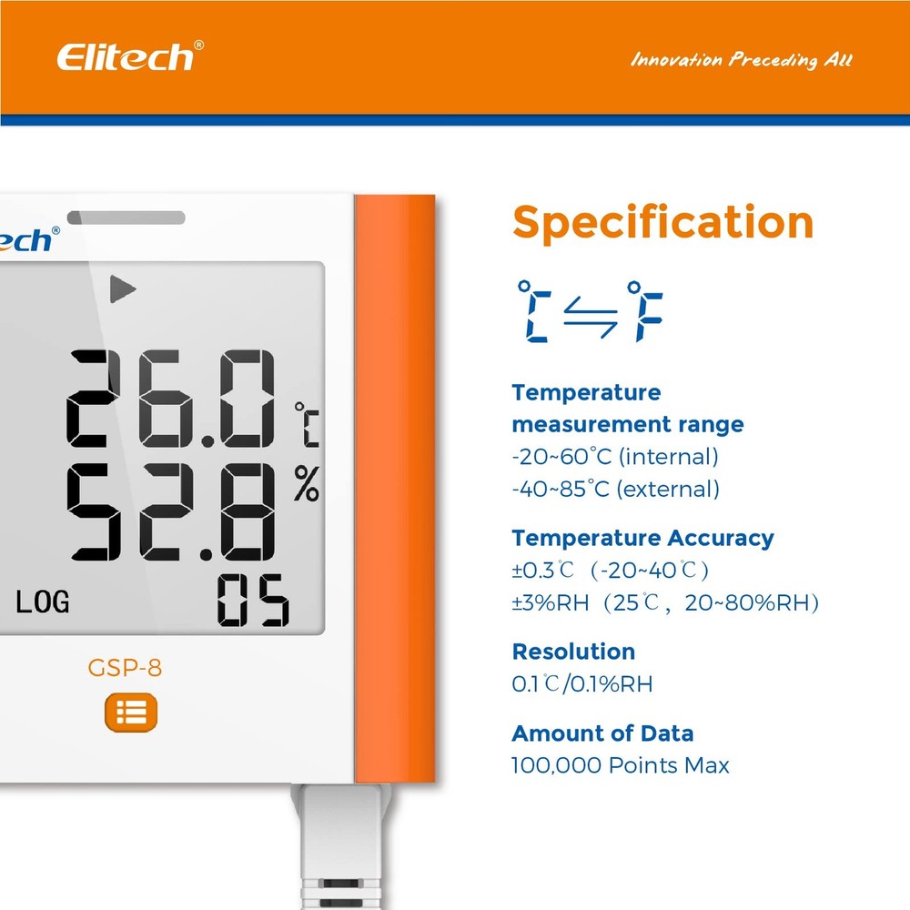 100,000 Points Digital Temperature Humidity Data Logger Refrigerator Thermome...