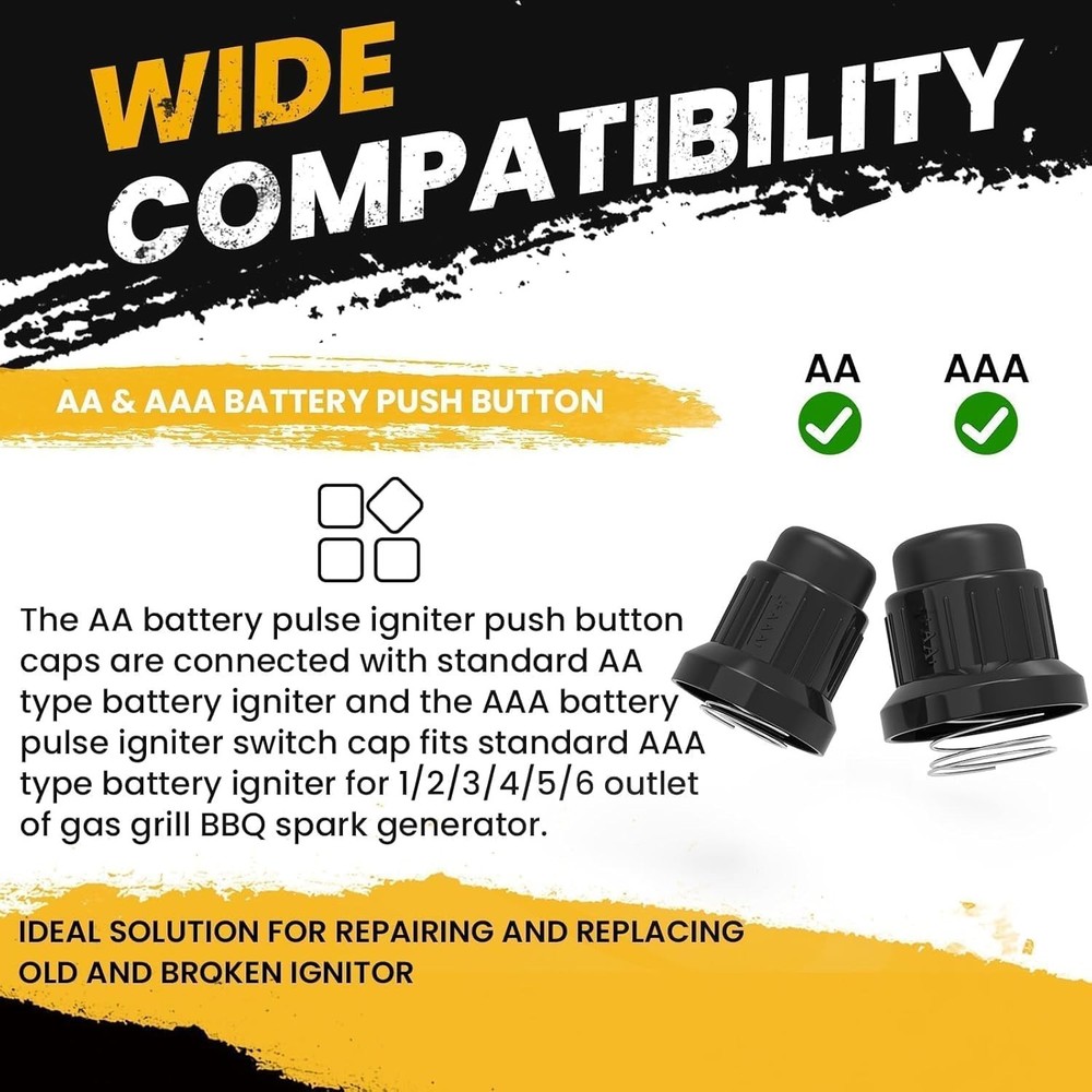 Durable Pulse Igniter Switch Cap Set for BBQ - AA & AAA Compatible, 2 Pack