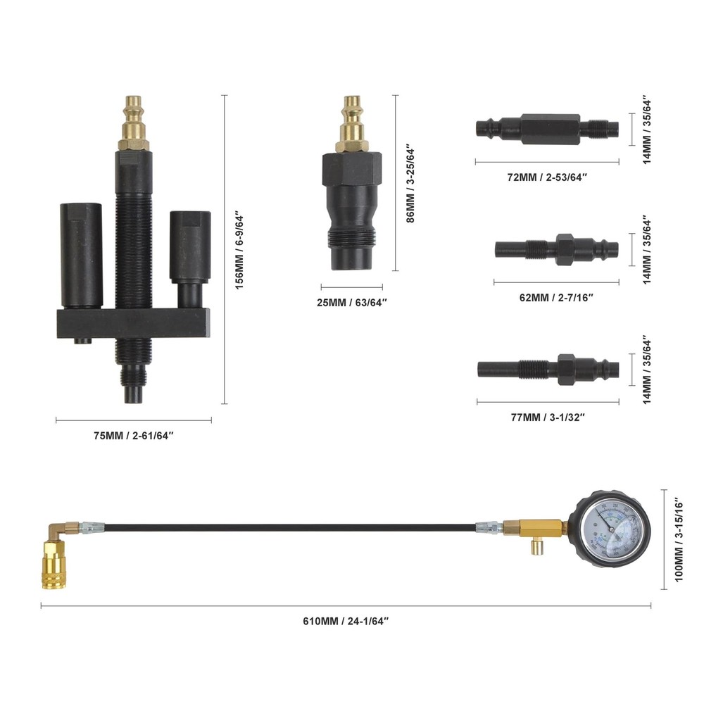 WINTOOLS Compatible for 1000 Psi Diesel Engine Compression Pressure Tester fo...