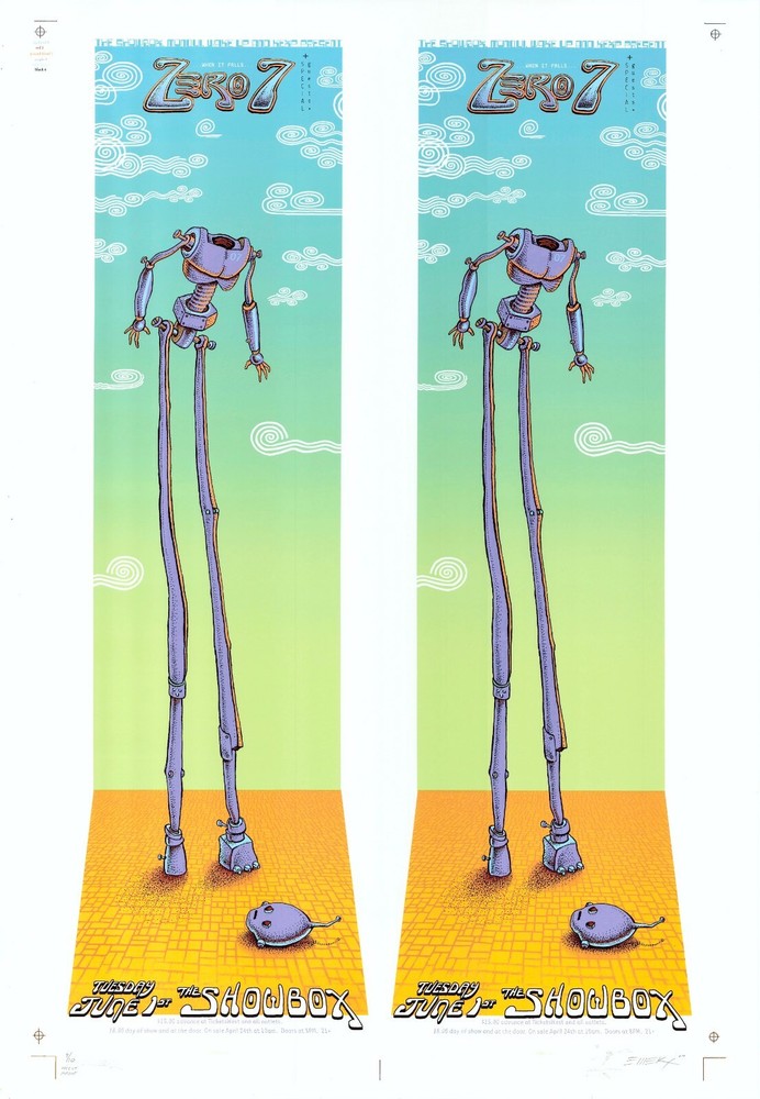 MINT & SIGNED EMEK 2004 Zero 7 Seattle Showbox UNCUT Poster 9/10
