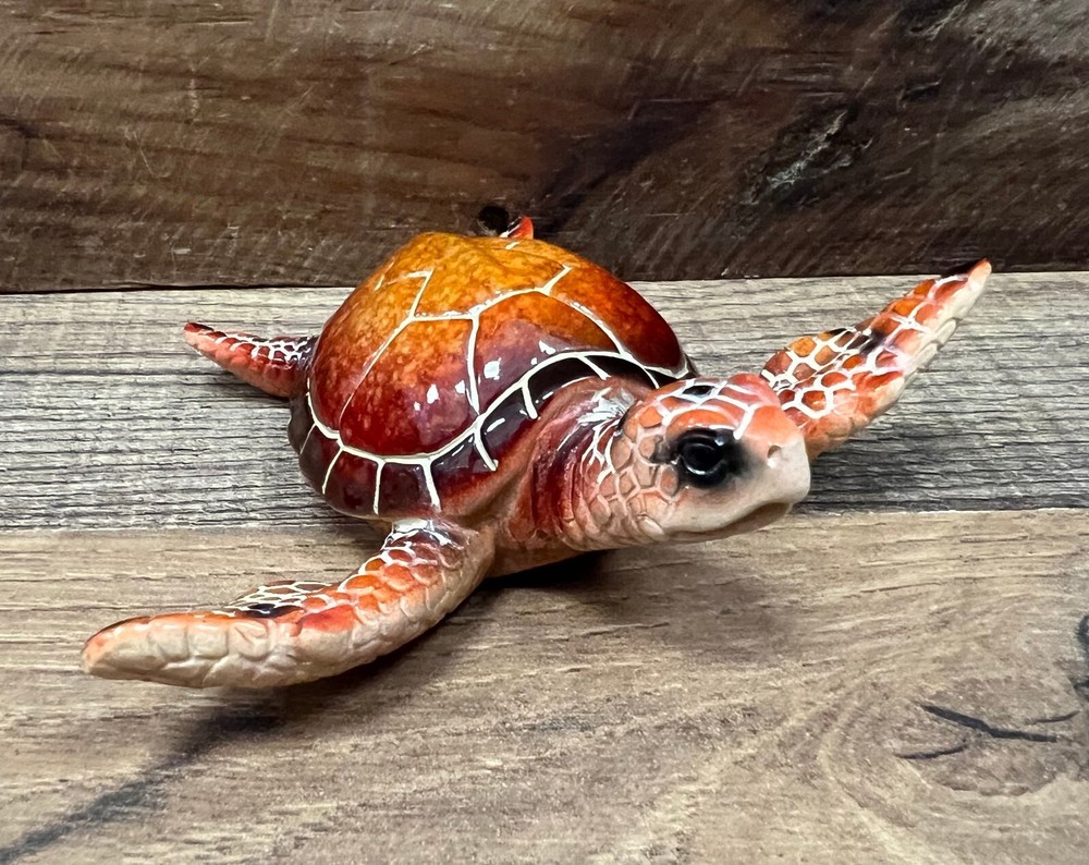 Turtle Orange Resin Figurine 4" x 1"