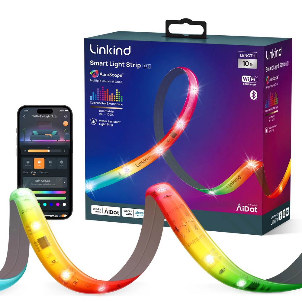 Linkind EL8 Smart Light Strip, 10ft Color Changing LED
