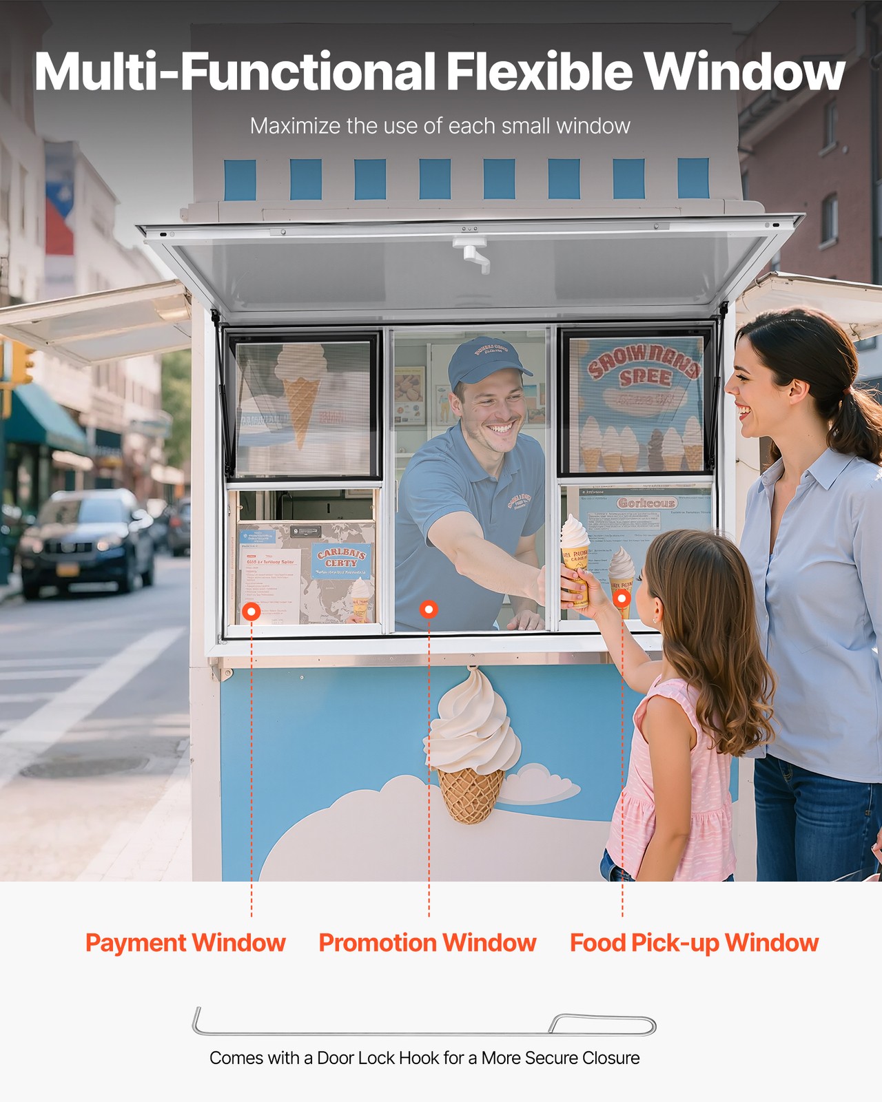 VEVOR 60x36in Concession Stand Serving Window Food Truck Service Awning Aluminum