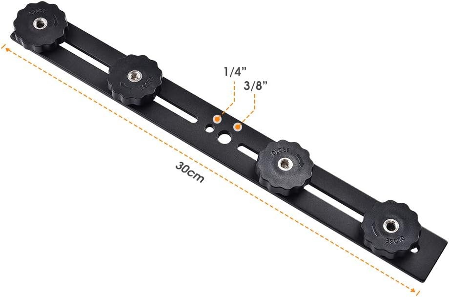 UTEBIT 11" Flash Bracket, Dual Camera Mount with 1/4" Hot Shoe & Thread