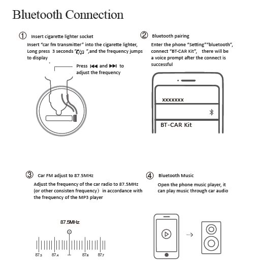 Transmisor de FM Bluetooth Para Carro Radio Auto Manos Libres Adaptador