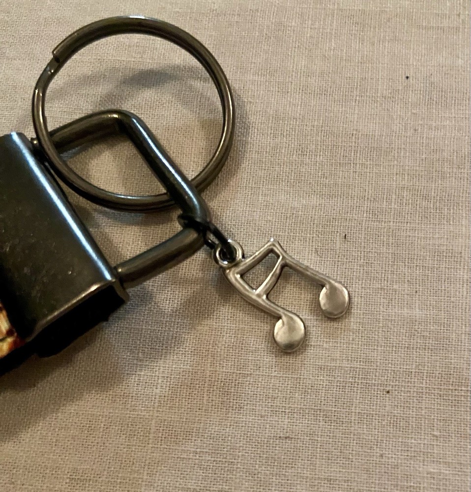 KISS Rock Band 4” Key Fob With Musical Notes Charm Attached