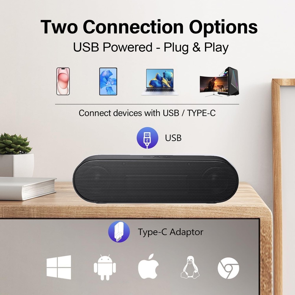 Updated Computer Speaker, USB Powered Speaker for Desktop,Windows PC,Mac. Por...