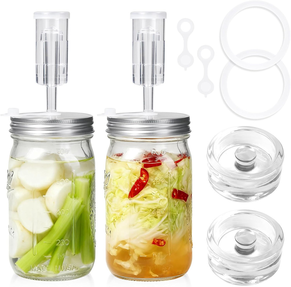 2 Pack Fermentation Jar Kit 32 Oz Mason Jar Fermentation Kit Fermenting Weights
