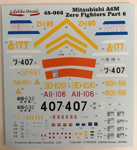 Lifelike 1/48 decals Mitsubishi A6M Zero Fighters Part 6 - 48-066