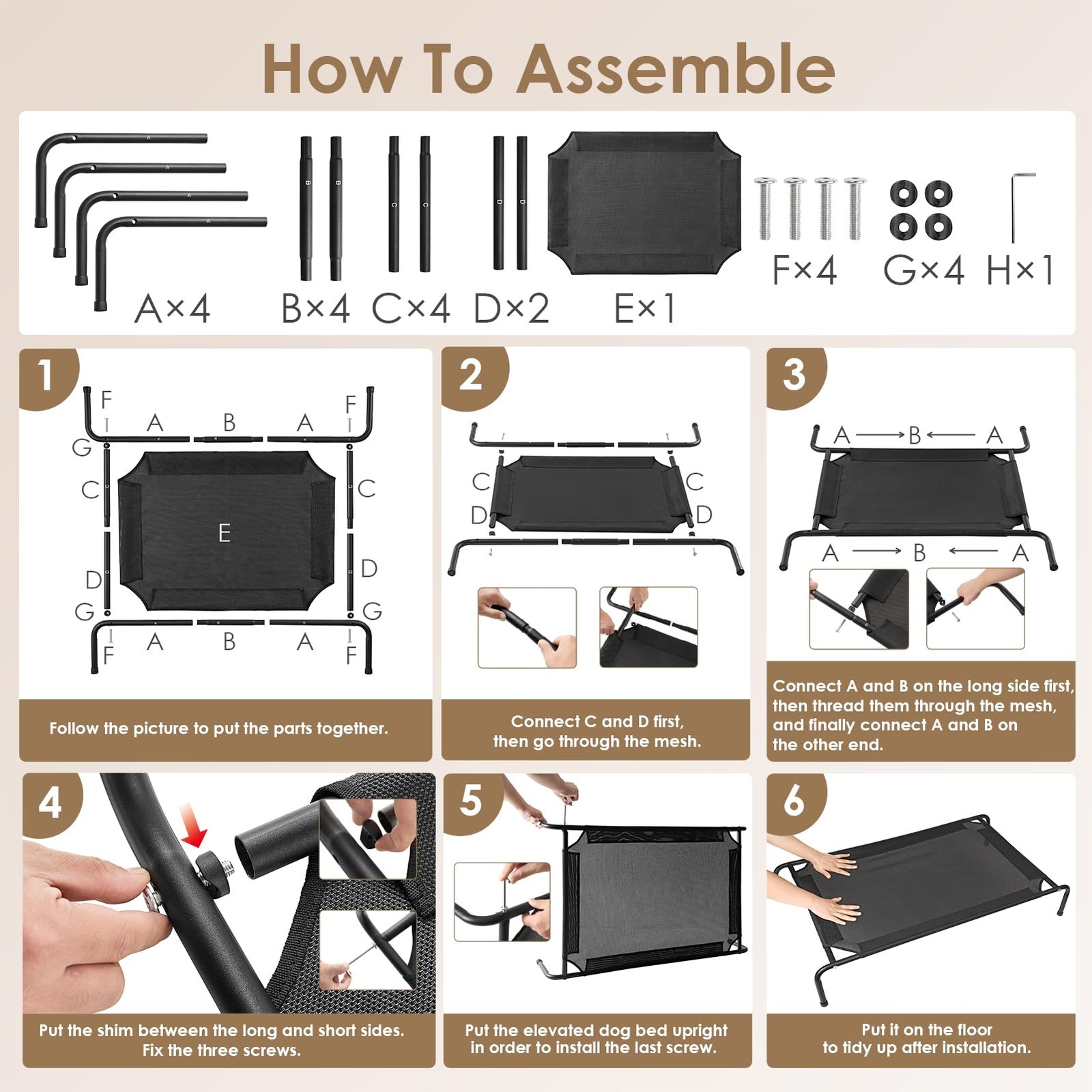 Elevated XL Dog Cot Bed Raised Outdoor Cooling Hammock 48x32 Waterproof