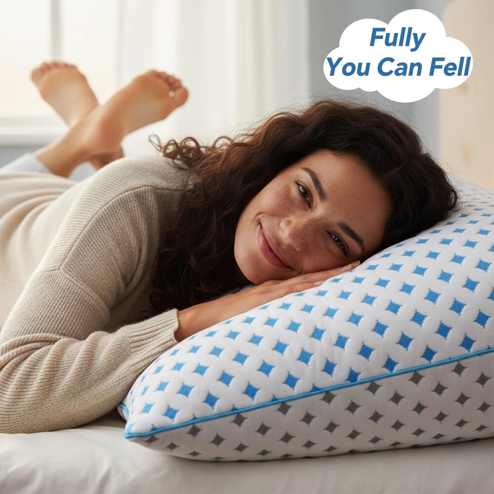 Memory Foam Pillows 2 Pack – Adjustable Loft Cooling Pillows Standard Size Se...