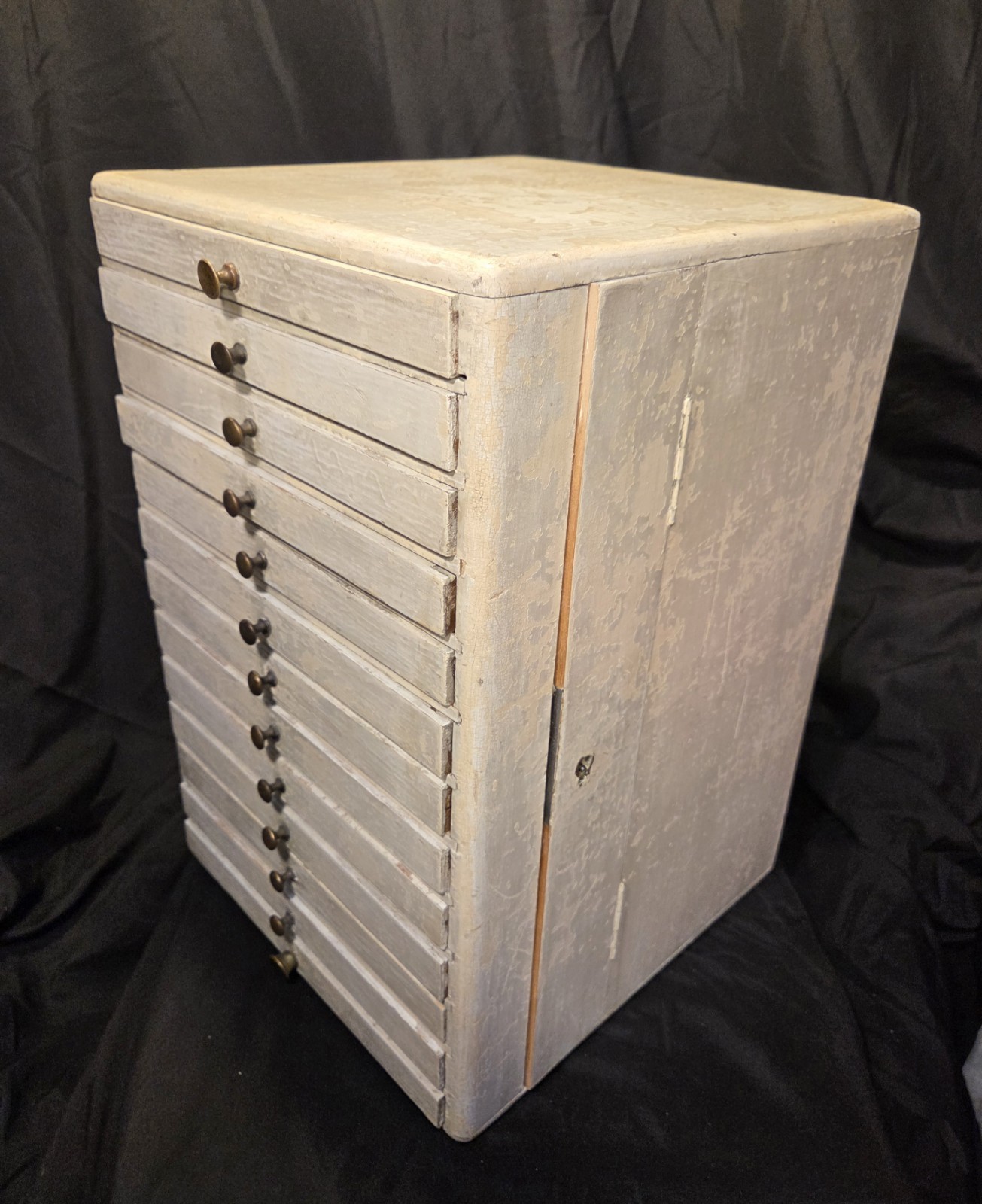 Antique Primitive Watchmaker Specimen Cabinet 13 Drawers Jewelry Parts Organizer