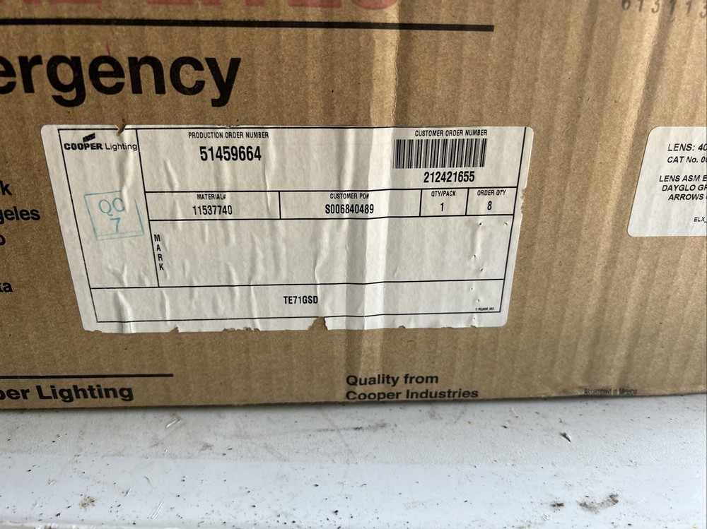 Cooper Lighting Clear Exit Sign TE71GSD