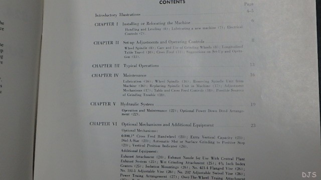 BROWN SHARPE SURFACE GRINDING OPERATORS Manual