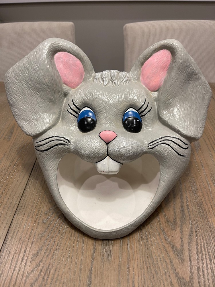 Crazy Rabbit Face Head Easter Dish Bowl Planter Server