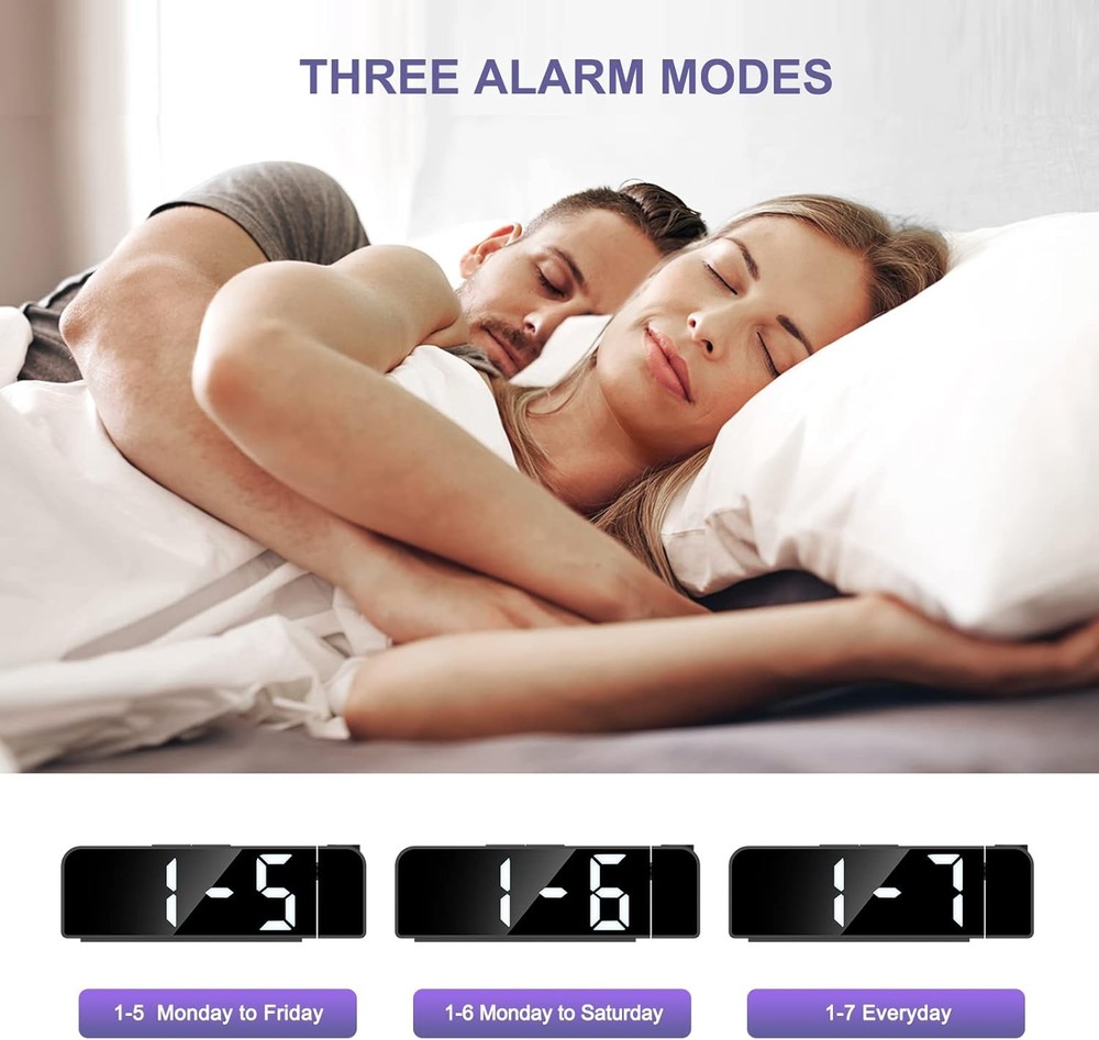Projection Alarm Clock,with Projection on Ceiling with 7.9" Large Display