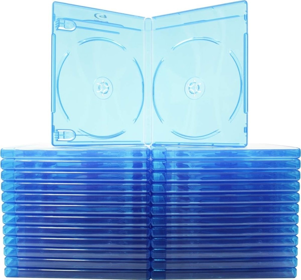 25 Empty Standard Double Blue Replacement Boxes/Cases for Blu-Ray Disc Movies...