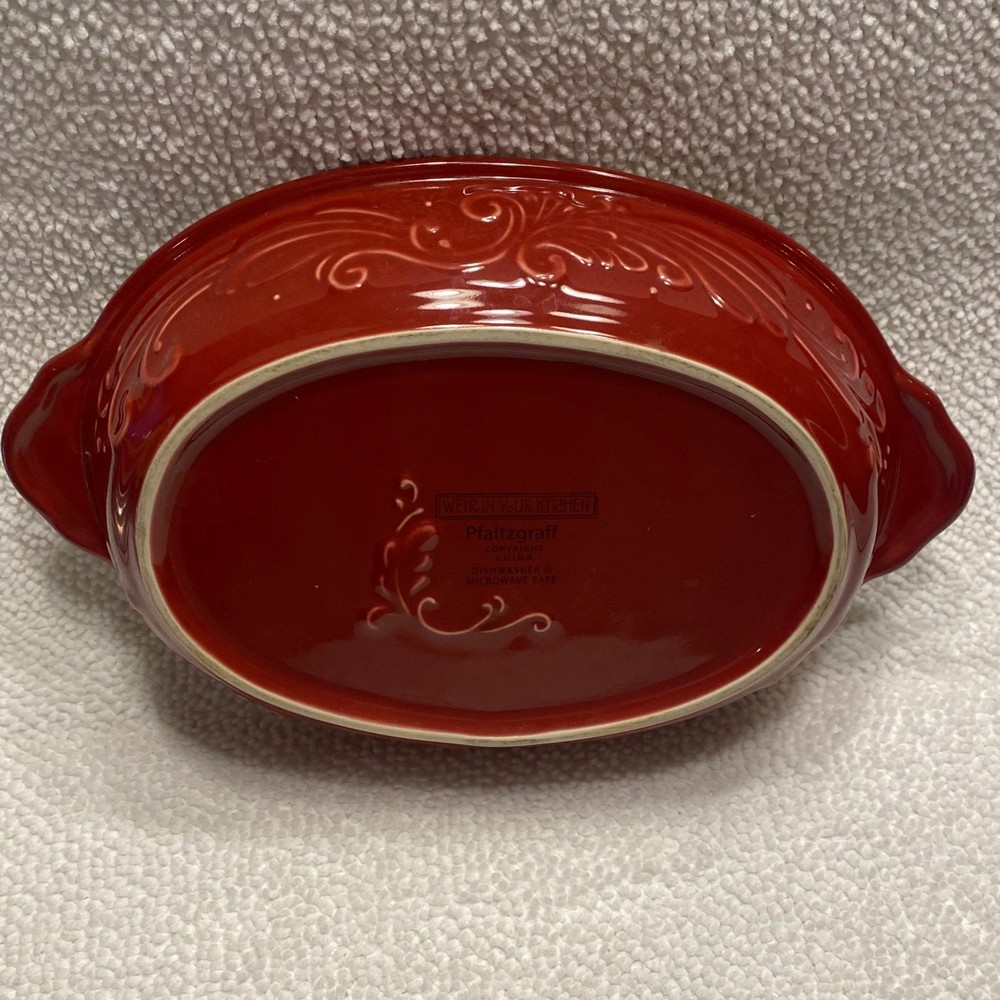 Pfaltzgraff Weir In Your Kitchen Red Ceramic Oval Baking Dish With Handles